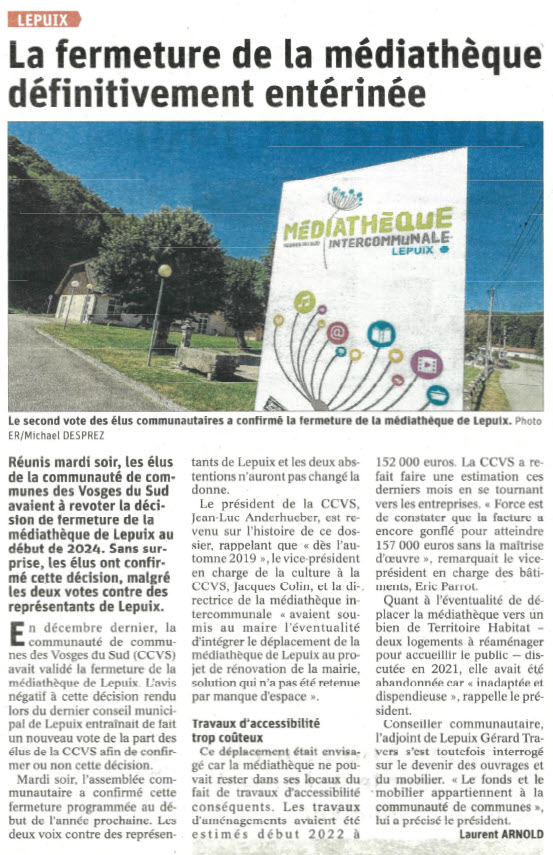 fermeture médiatheque